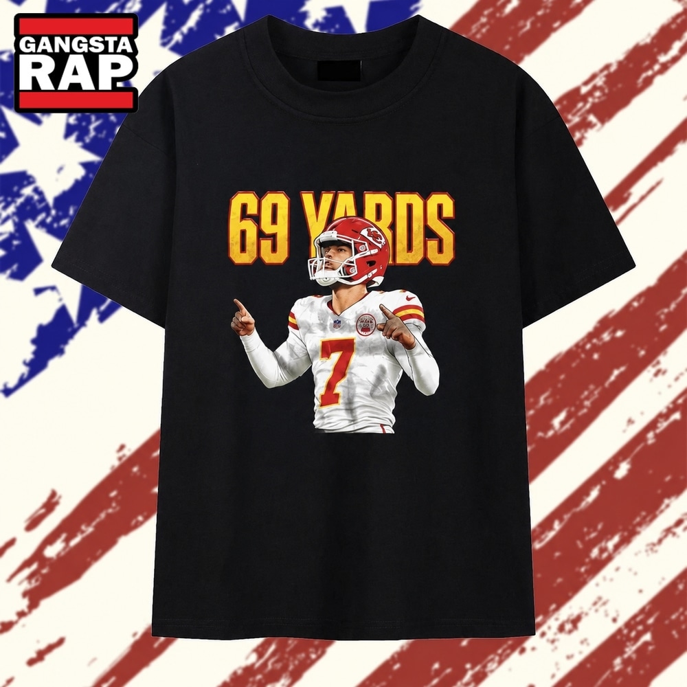 Harrison Butker 7 Kansas City Chiefs NFL 69 Yard T Shirt, Trending 2D Shirt Harrison Butker 7 Kansas City Chiefs NFL 69 Yard T Shirt, Trending 2D Shirt