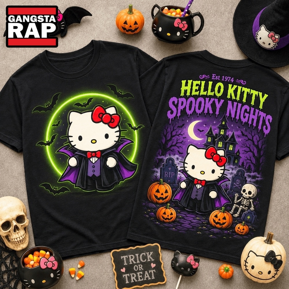 Hello Kitty Halloween Spooky Nights 3D Shirt , Trending 3D Music Shirt Hello Kitty Halloween Spooky Nights 3D Shirt