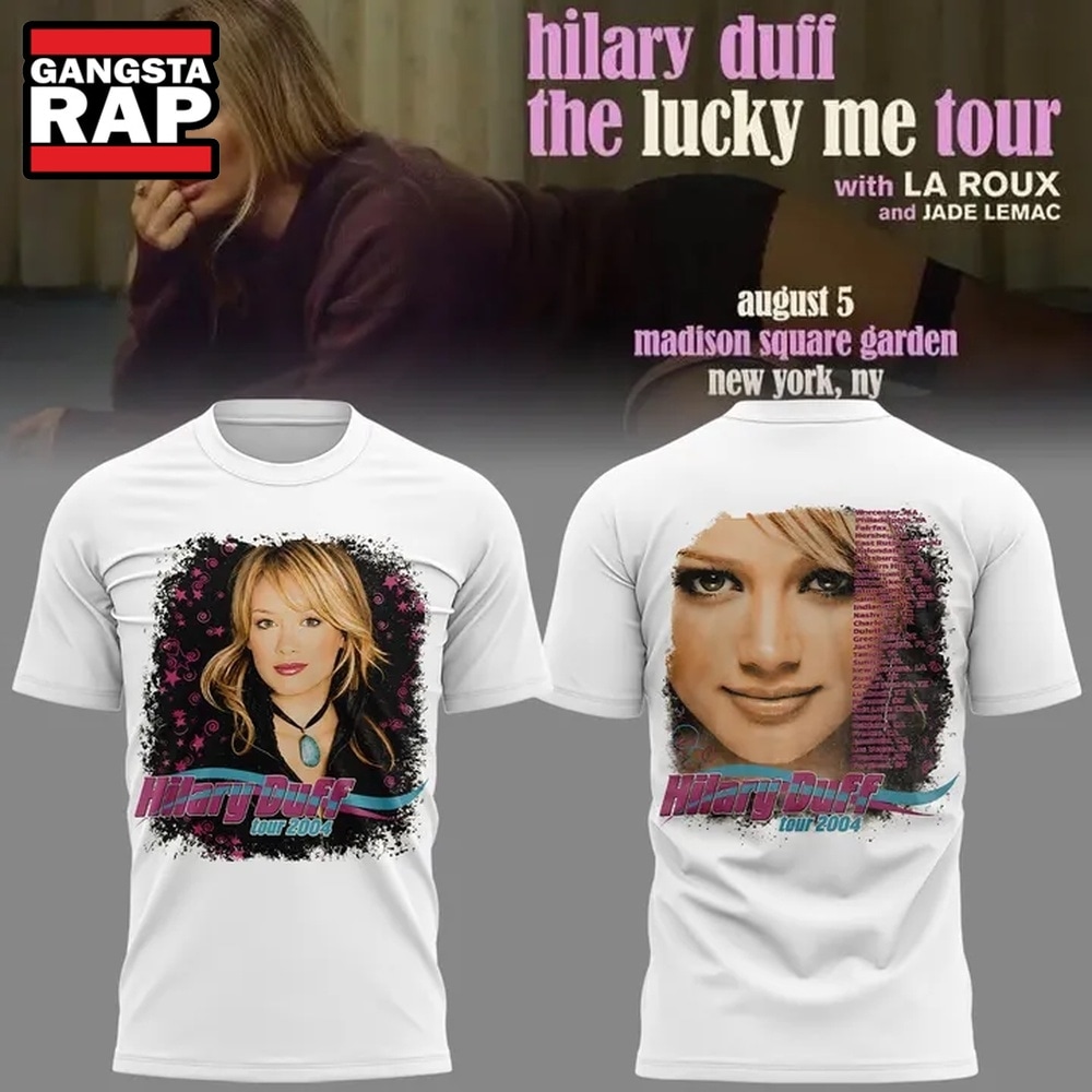 Hilary Duff 2004 Vintage Reprint White T Shirt , Music Trend Shirt Hilary Duff 2004 Vintage Reprint White T Shirt , Music Trend Shirt