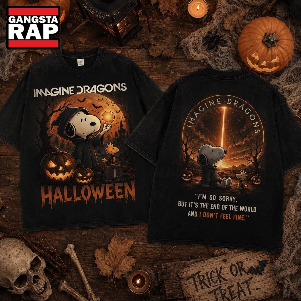 Imagine Dragons x Snoopy Halloween End of the World 3D Shirt , Music Trending 3D Shirt Imagine Dragons X Snoopy Halloween End OF The World 3D Shirt
