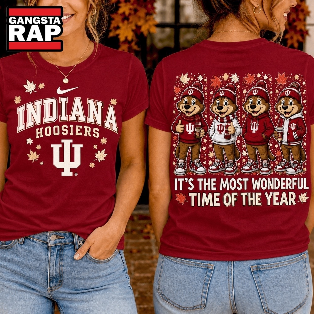 Indiana Hoosiers 2026 NCAA Autumn Festive Cheer T Shirt , NCAA 3D Shirt Indiana Hoosiers 2026 Ncaa Autumn Festive Cheer T Shirt