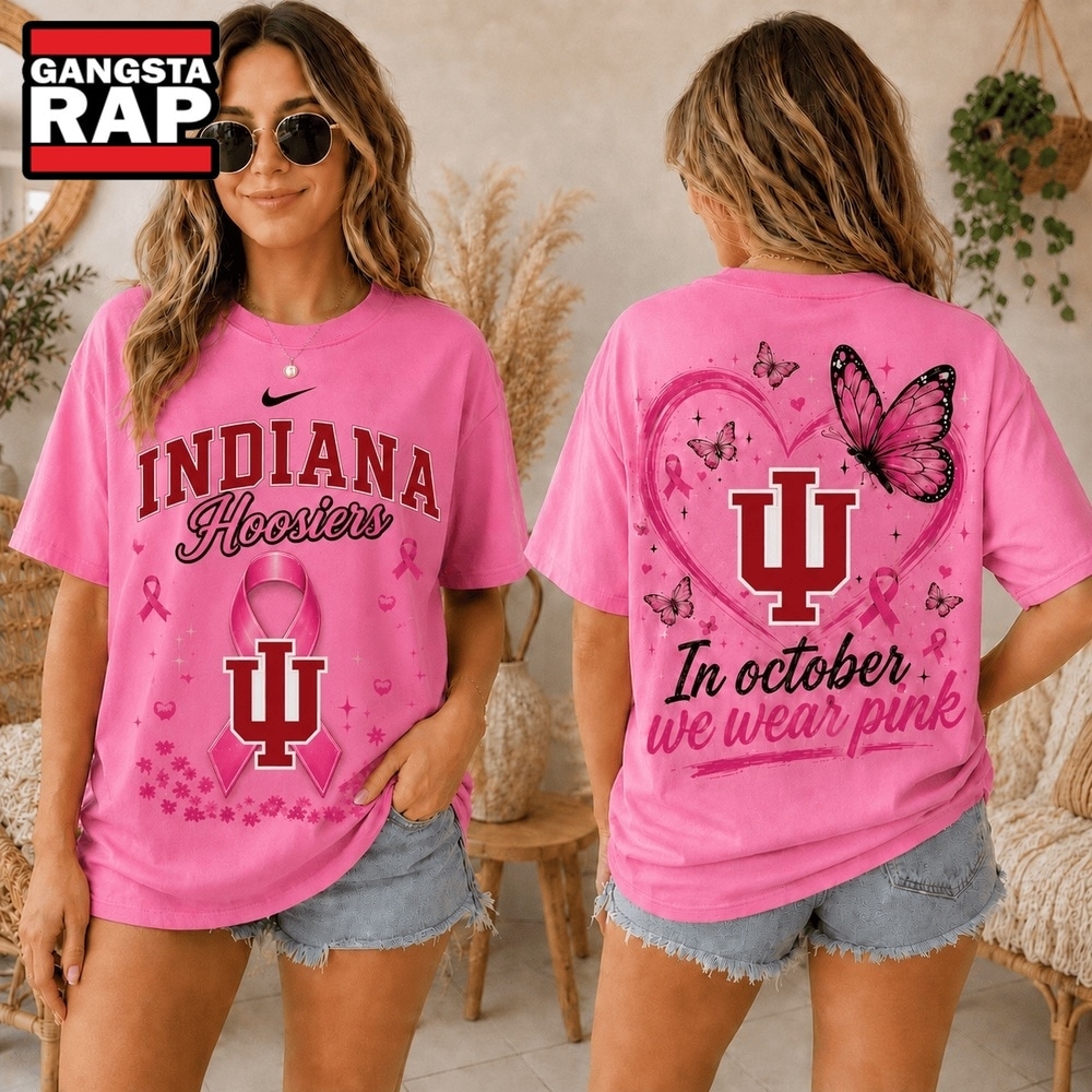 Indiana Hoosiers 2026 NCAA Pink October Breast Cancer Awareness Fan Pride Unisex T Shirt , NCAA 3D Shirt Indiana Hoosiers 2026 Ncaa Pink October Breast Cancer Awareness Fan Pride Unisex T Shirt