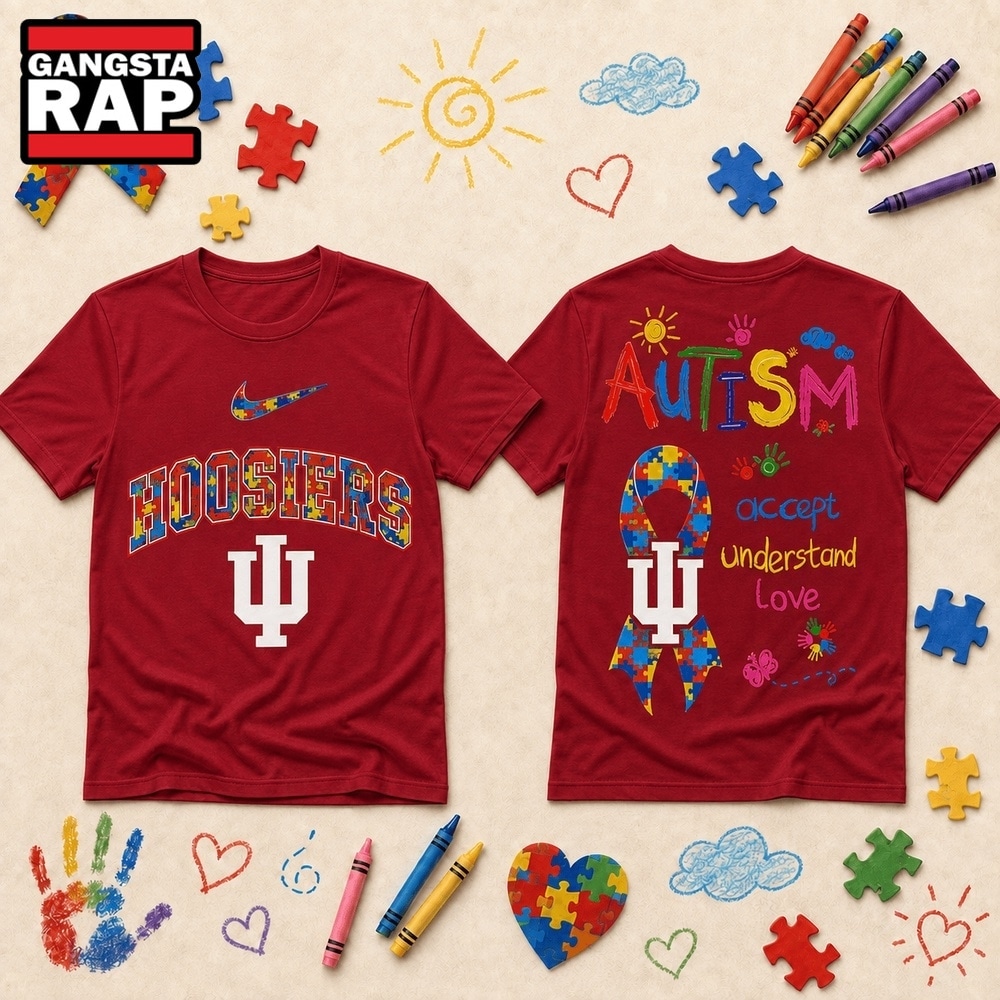 Indiana Hoosiers NCAA Autism Awareness Puzzle Ribbon T Shirt , NCAA 3D Shirt Indiana Hoosiers Ncaa Autism Awareness Puzzle Ribbon T Shirt