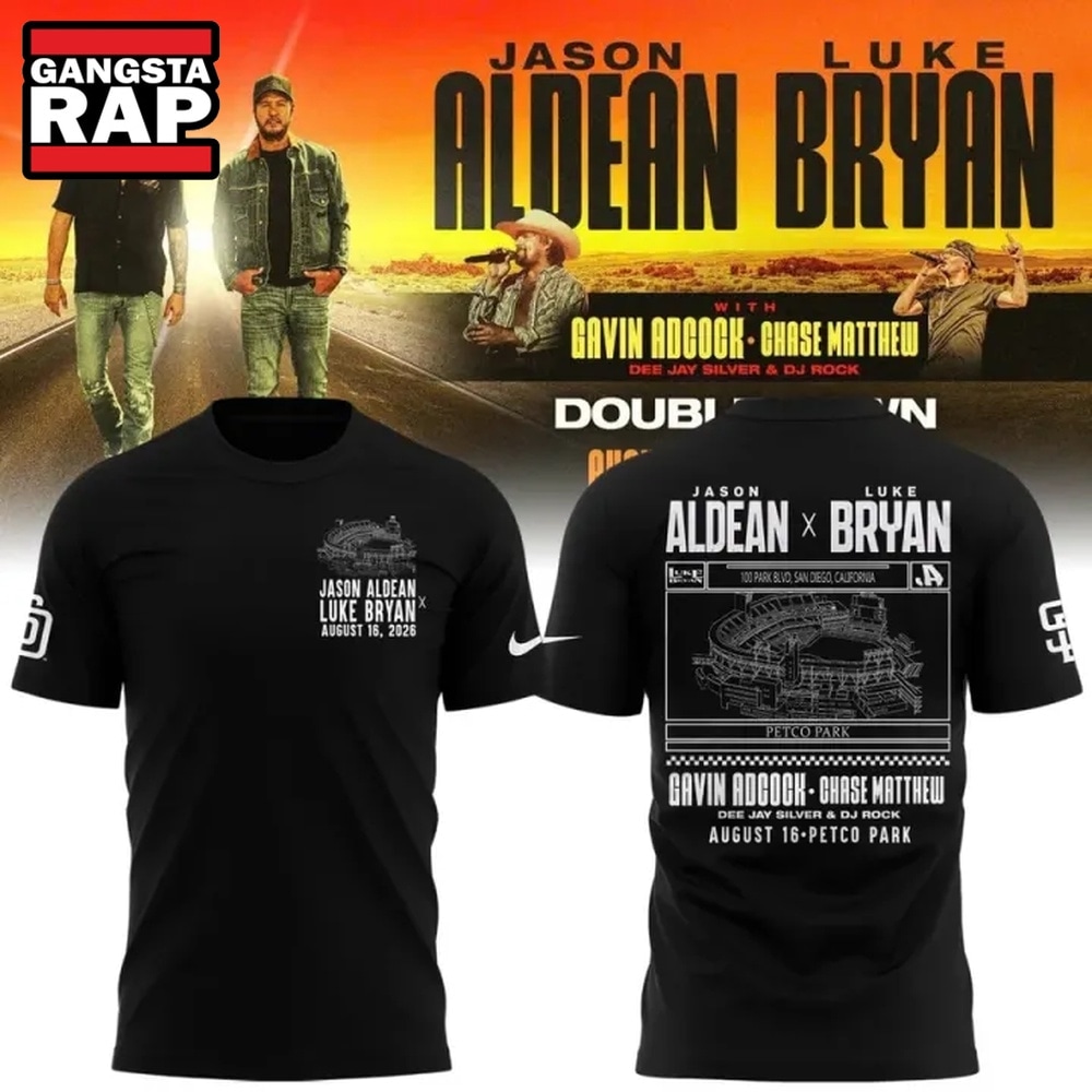 Jason Aldean and Luke Bryan x San Diego Padres Limited Edition 2026 T Shirt, Trending 3D Music Shirt Jason Aldean and Luke Bryan x San Diego Padres Limited Edition 2026 T Shirt, Trending 3D Music Shirt