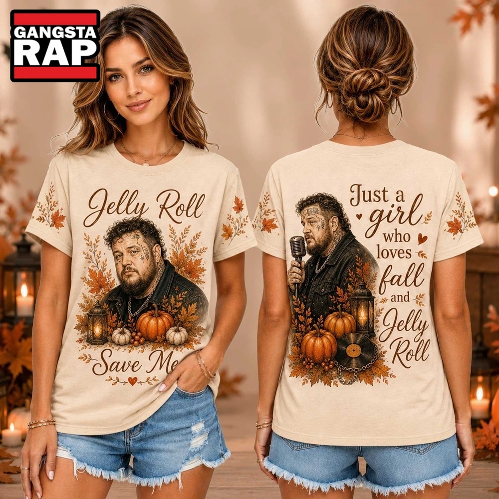 Jelly Roll Autumn Pumpkin Portrait Unisex 3D Shirt , Music Trend Shirt Jelly Roll Autumn Pumpkin Portrait Unisex 3D Shirt