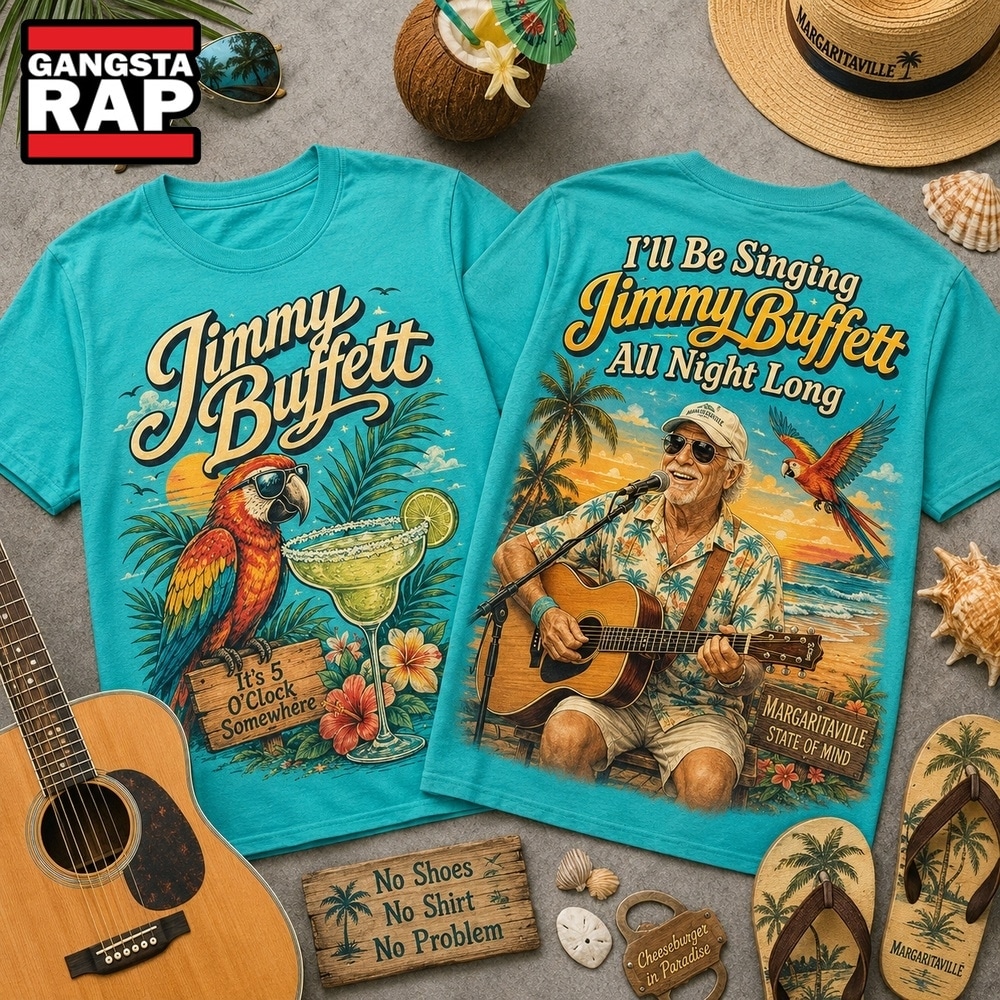 Jimmy Buffett All Night Long 3D Graphic Shirt , Trending 3D Music Shirt Jimmy Buffett All Night Long 3D Graphic Shirt