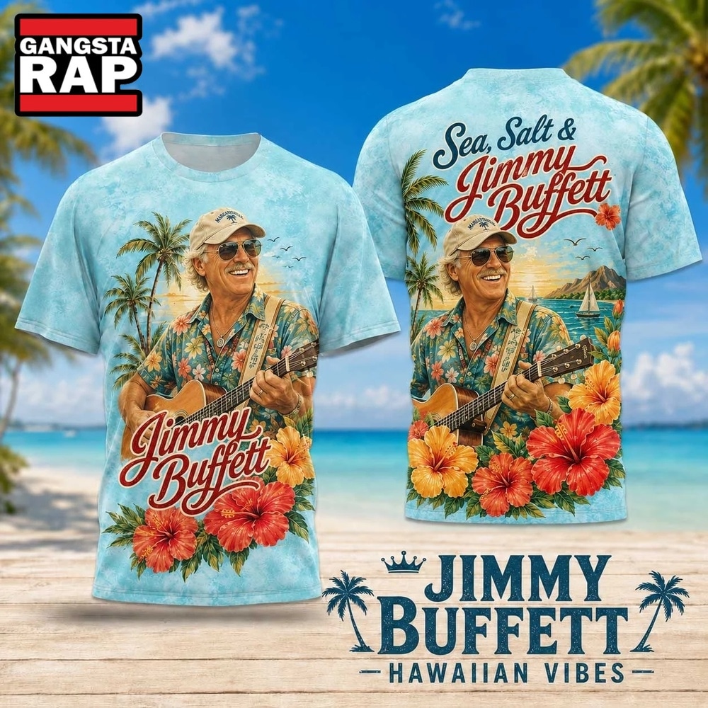 Jimmy Buffett Tropical Hibiscus Guitar 2026 3D Shirt , Trending 3D Music Shirt Jimmy Buffett Tropical Hibiscus Guitar 2026 3D Shirt