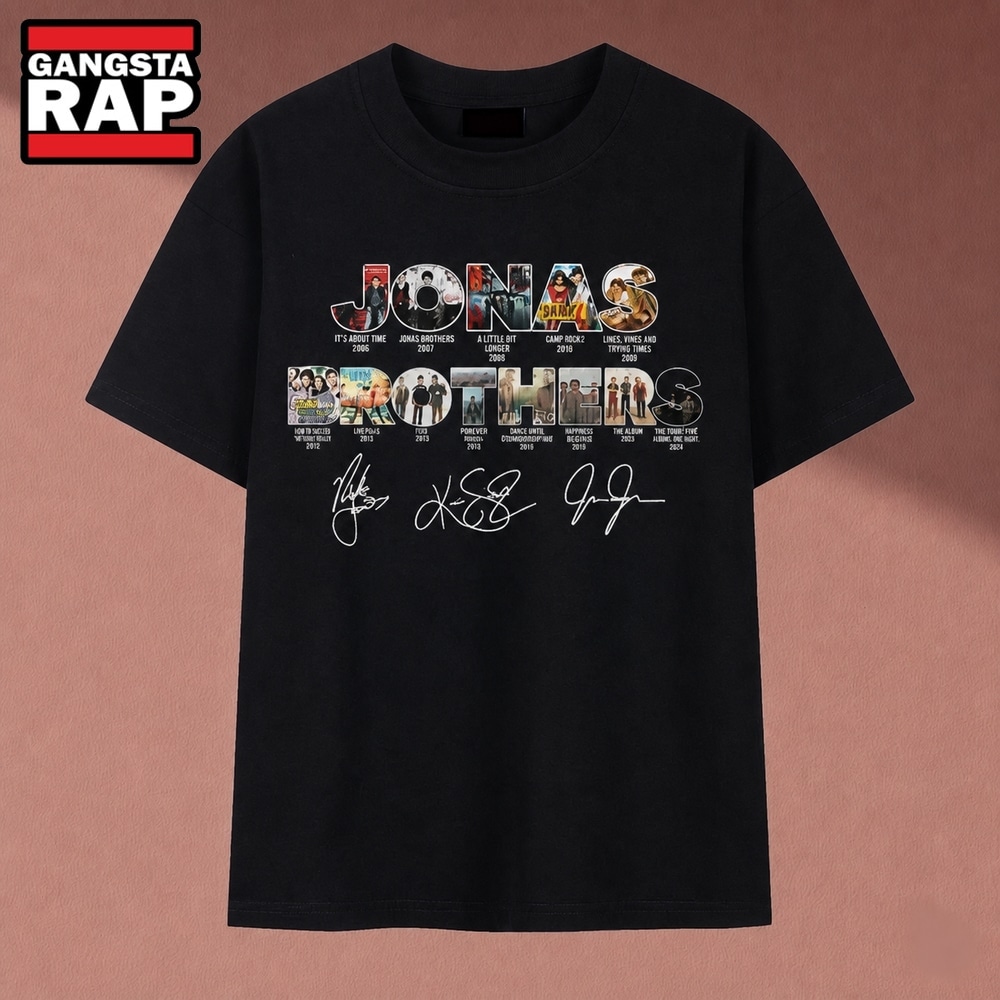 Jonas Brothers Album Title Collage Signatures Music Tour T Shirt, Music 2D Shirt Jonas Brothers Album Title Collage Signatures Music Tour T Shirt, Music 2D Shirt