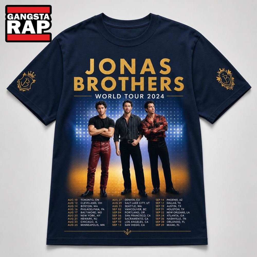 Jonas Brothers Five Albums One Night The Tour 2024 3D Shirt , Music Trending 3D Shirt Jonas Brothers Five Albums One Night The Tour 2024 3D Shirt