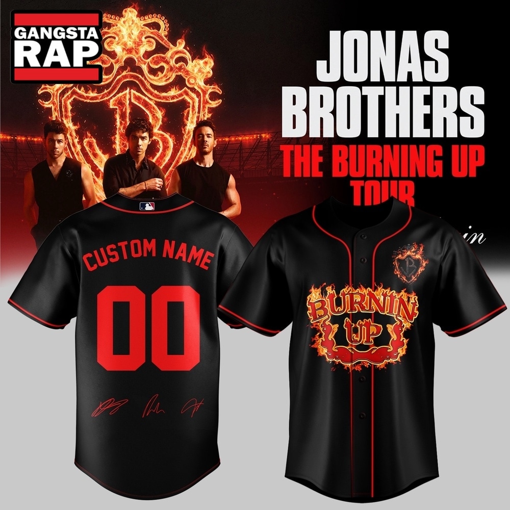 Jonas Brothers The Burning Up Tour 2026 Signature Custom Baseball Jersey, Trending Music Jersey Jonas Brothers The Burning Up Tour 2026 Signature Custom Baseball Jersey, Trending Music Jersey