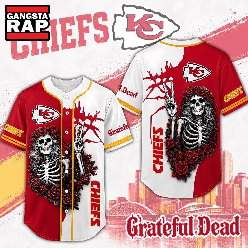 Kansas City Chiefs NFL Game Day Grateful Dead Baseball Jersey Shirt, NFL Baseball Jersey Kansas City Chiefs Nfl Game Day Grateful Dead Baseball Jersey Shirt
