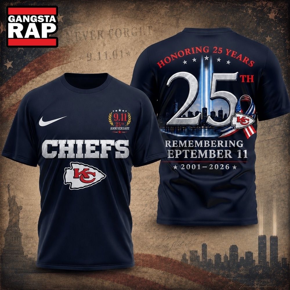 Kansas City Chiefs NFL Honoring 25 Years Remembering September 11 T Shirt, Football New Design Shirt Kansas City Chiefs Nfl Honoring 25 Years Remembering September 11 T Shirt