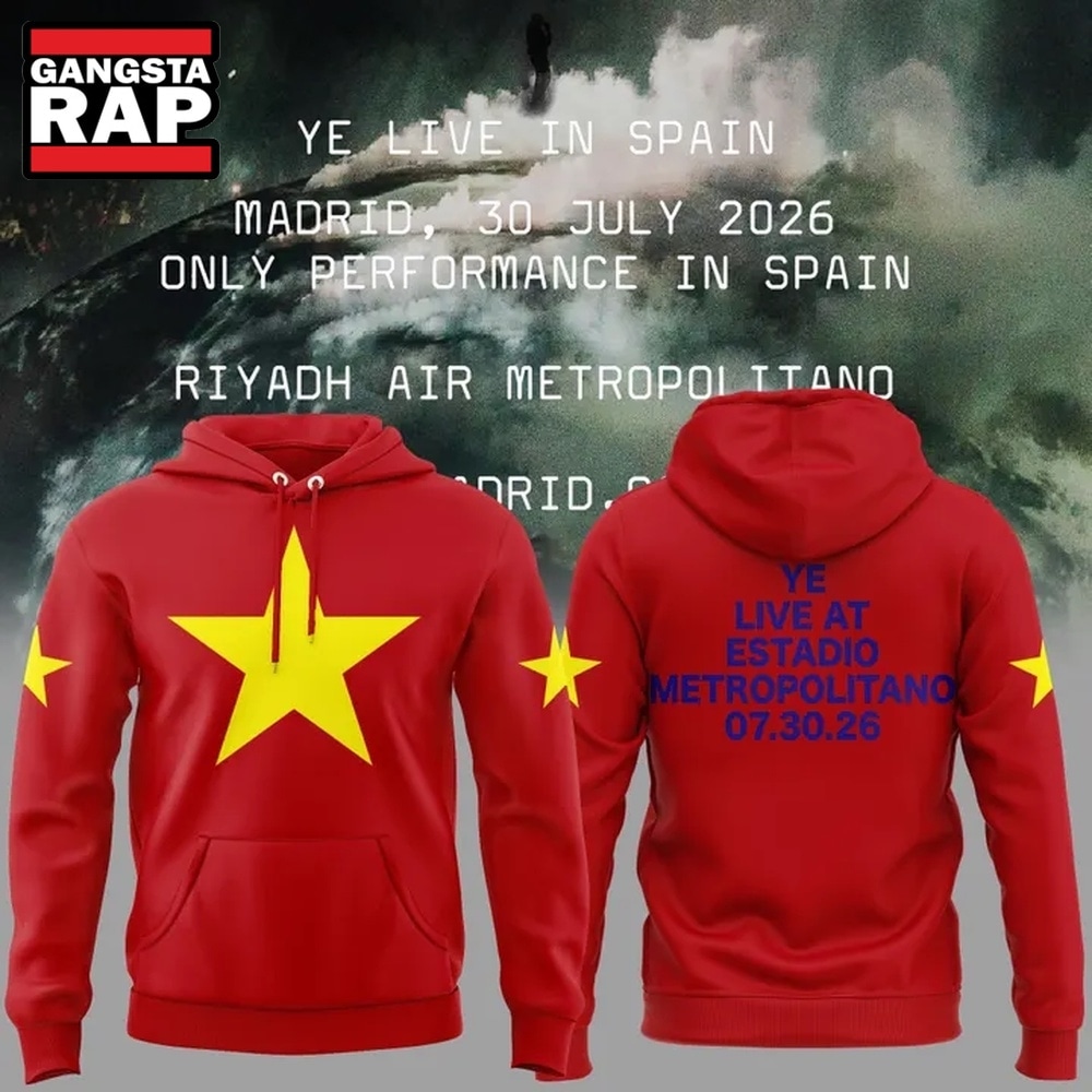 Kanye West 2026 Ye Live Concert Tour SPAIN MADRID Red Hoodie , Music Trending 3D Shirt Kanye West 2026 YE Live Concert Tour Spain Madrid Red Hoodie