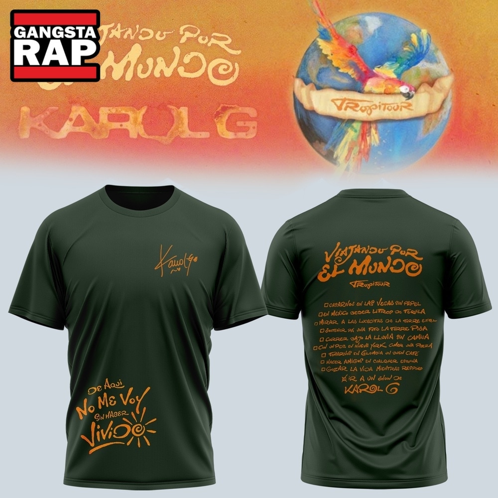 Karol G VIAJANDO POR EL MUNDO TROPITOUR Signed Design T Shirt , Music Trend Shirt Karol G VIAJANDO POR EL MUNDO TROPITOUR Signed Design T Shirt , Music Trend Shirt