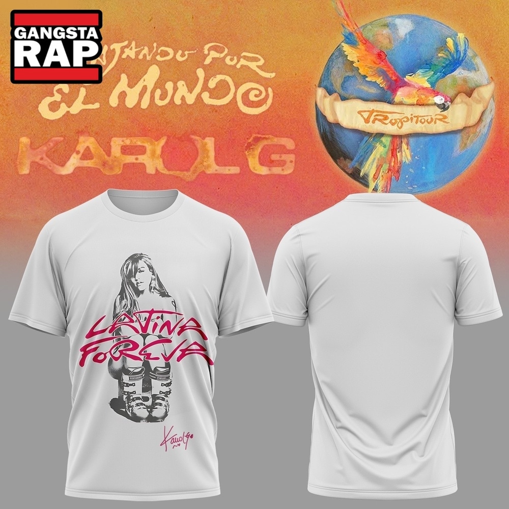 Karol G VIAJANDO POR EL MUNDO TROPITOUR White T Shirt , Music Trend Shirt Karol G VIAJANDO POR EL MUNDO TROPITOUR White T Shirt , Music Trend Shirt