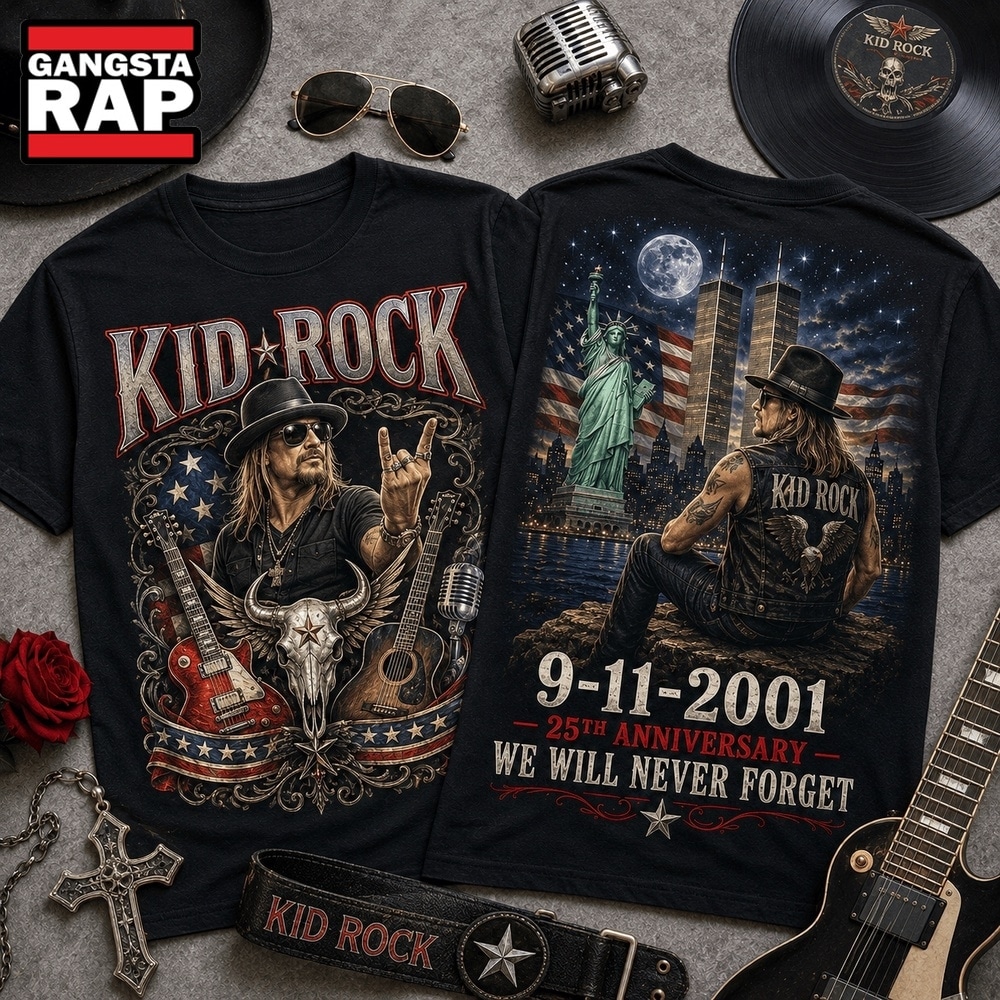 Kid Rock 911 Memorial 25th Anniversary 3D Shirt , Trending 3D Music Shirt Kid Rock 911 Memorial 25th Anniversary 3D Shirt