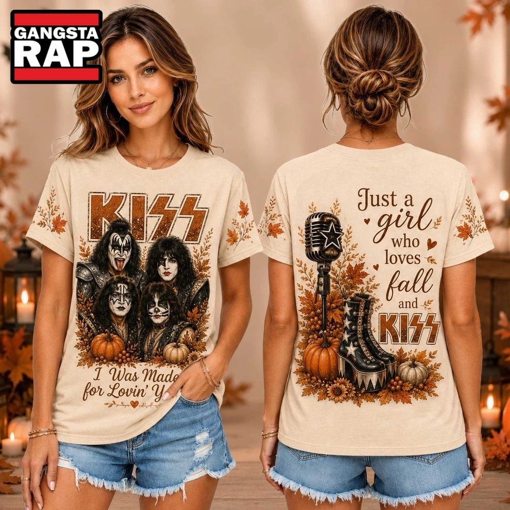 KISS Fall Pumpkin Vintage Band Portrait Unisex 3D Shirt , Music Trend Shirt Kiss Fall Pumpkin Vintage Band Portrait Unisex 3D Shirt