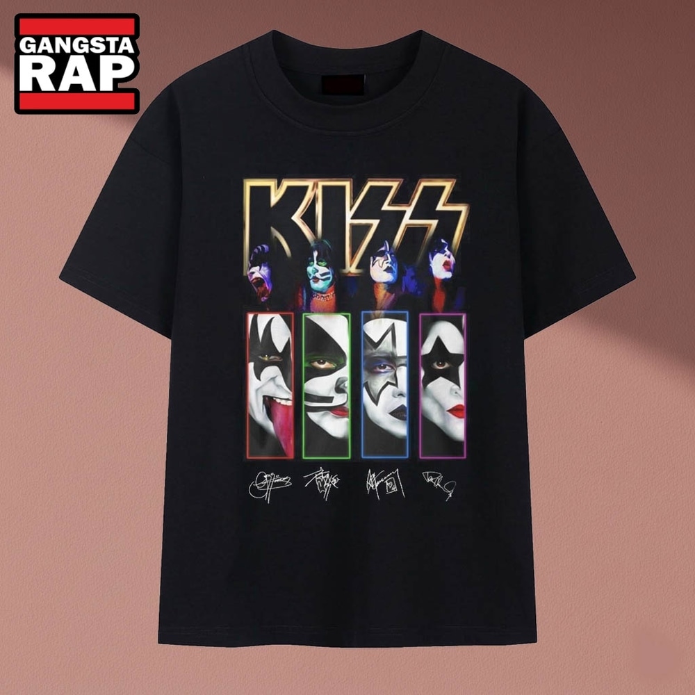 KISS Rock Band Portrait Graphic Signatures Vintage Music T Shirt, Music 2D Shirt KISS Rock Band Portrait Graphic Signatures Vintage Music T Shirt, Music 2D Shirt