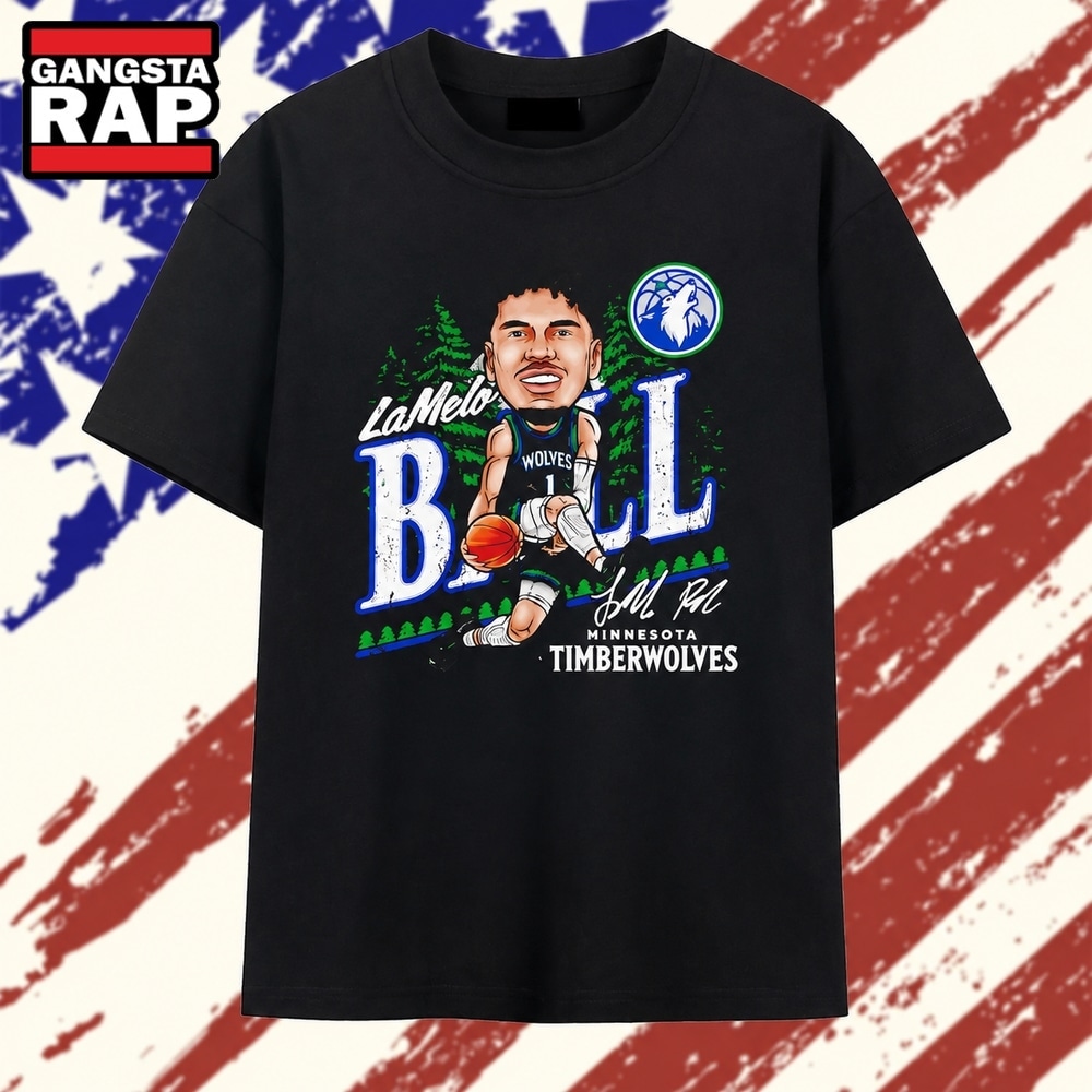 LaMelo Ball Minnesota Timberwolves caricature signature T Shirt , Vintage Trending Shirt Lamelo Ball Minnesota Timberwolves Caricature Signature T Shirt