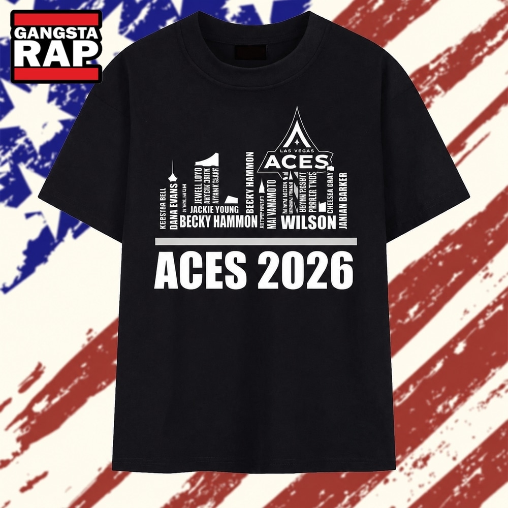 Las Vegas Aces 2026 Typography Skyline Fan T Shirt , Trending 2D Shirt Las Vegas Aces 2026 Typography Skyline Fan T Shirt
