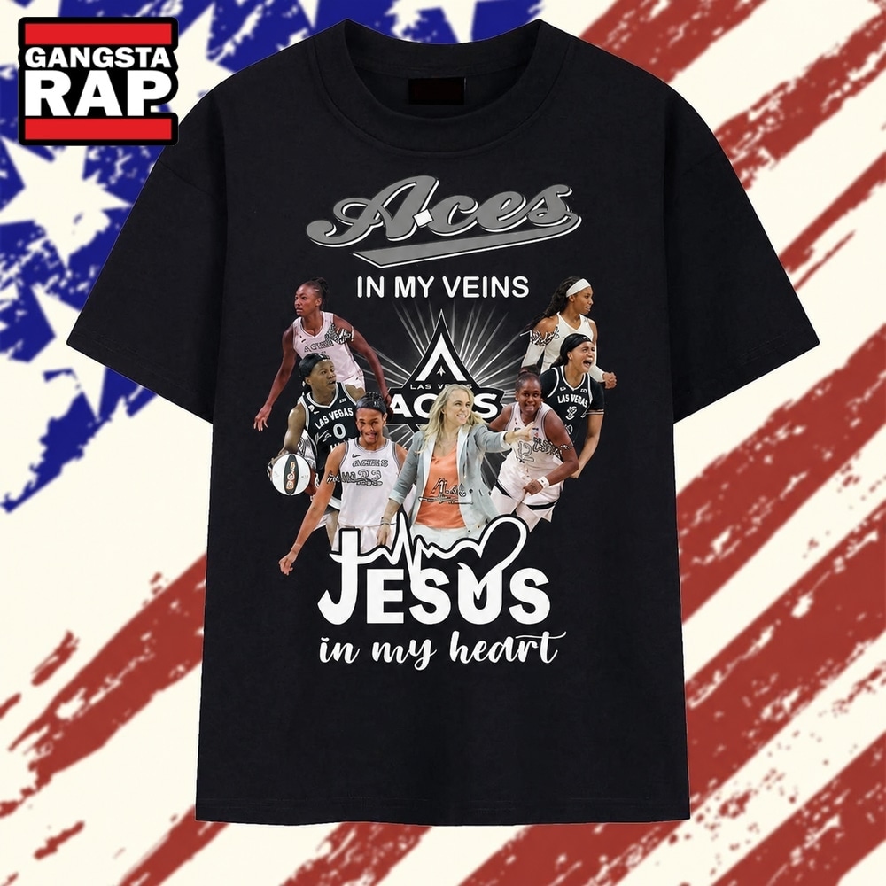 Las Vegas Aces In My Veins Jesus In My Heart Signatures WNBA 2026 T Shirt , Trending 2D Shirt Las Vegas Aces IN MY Veins Jesus IN MY Heart Signatures Wnba 2026 T Shirt
