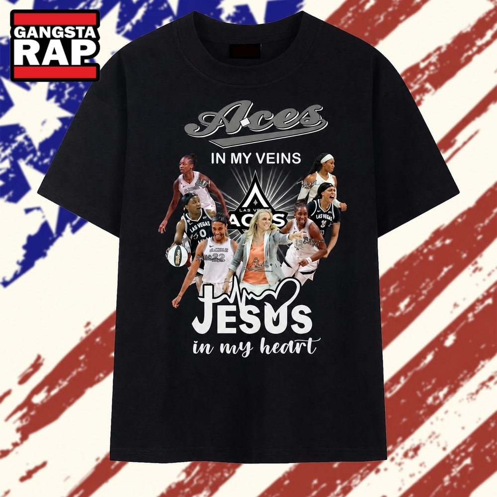 Las Vegas Aces In My Veins Jesus In My Heart Signatures WNBA T Shirt , Trending 2D Shirt Las Vegas Aces IN MY Veins Jesus IN MY Heart Signatures Wnba T Shirt