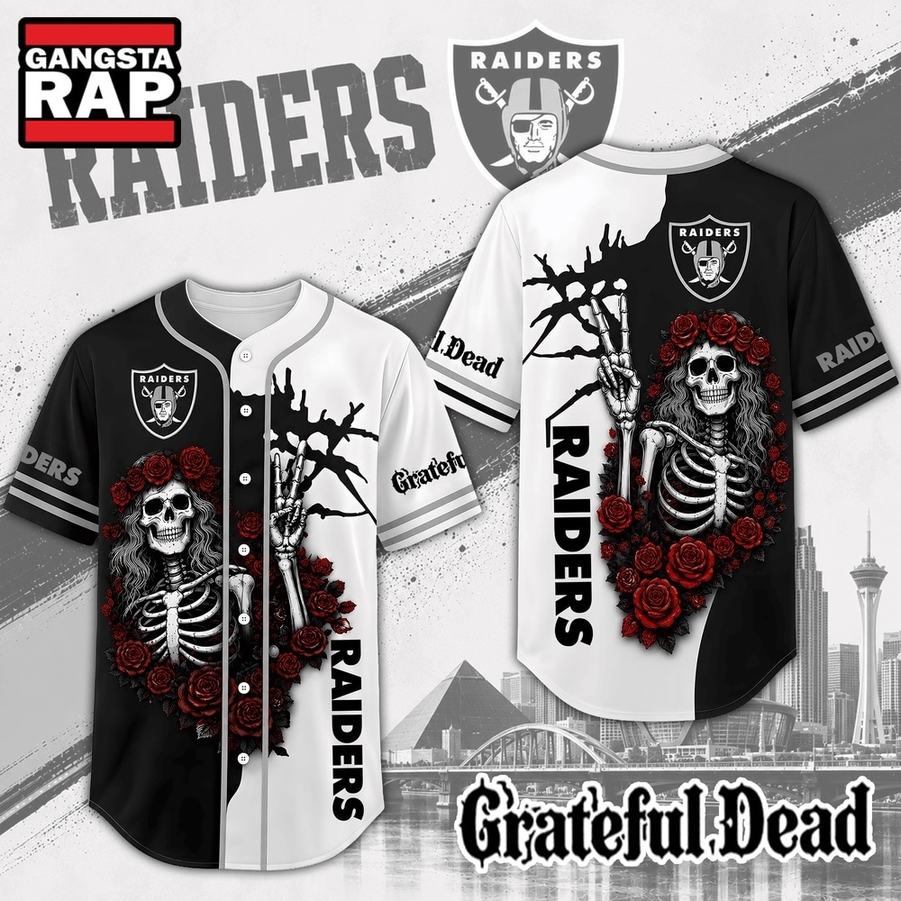 Las Vegas Raiders NFL Game Day Grateful Dead Baseball Jersey Shirt, NFL Baseball Jersey Las Vegas Raiders Nfl Game Day Grateful Dead Baseball Jersey Shirt