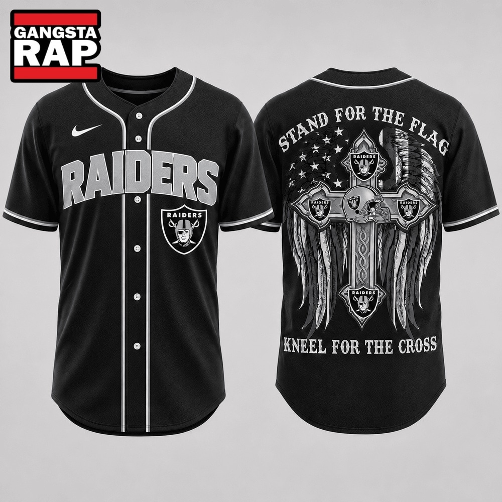 Las Vegas Raiders NFL Stand For The Flag Kneel For The Cross Baseball Jersey Shirt , NFL Baseball Jersey Las Vegas Raiders NFL Stand For The Flag Kneel For The Cross Baseball Jersey Shirt , NFL Baseball Jersey
