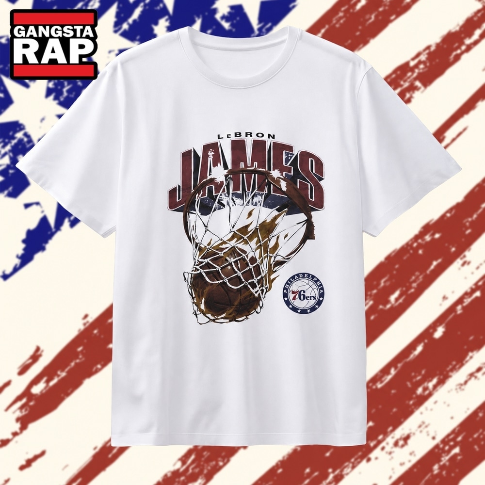 LeBron James Philadelphia 76ers Distressed T Shirt , Vintage Trending Shirt Lebron James Philadelphia 76ers Distressed T Shirt