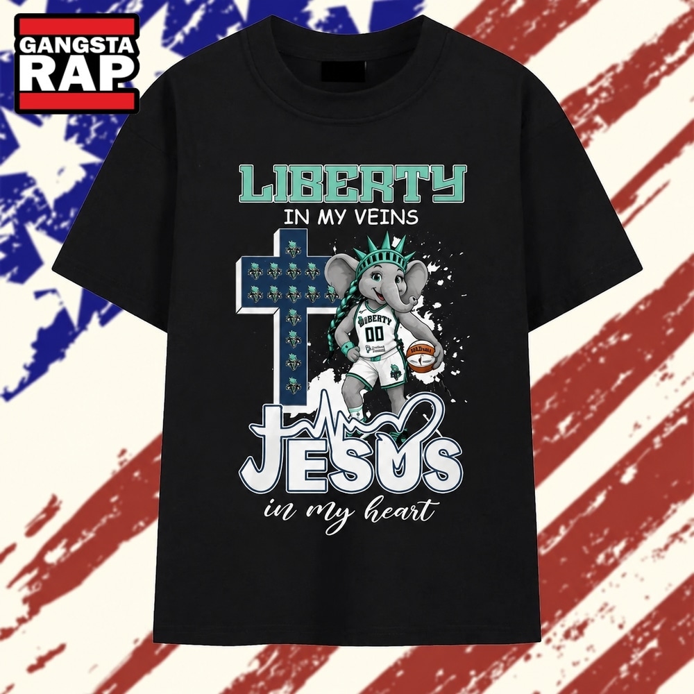 Liberty in My Veins Jesus in My Heart T Shirt , Trending 2D Shirt Liberty IN MY Veins Jesus IN MY Heart T Shirt