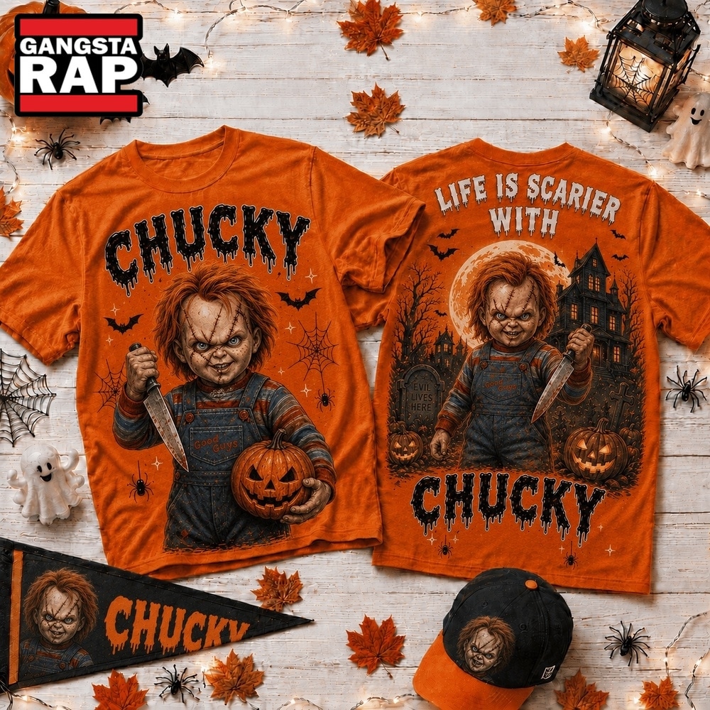 Life Is Scarier With Chucky Halloween 2026 3D Shirt , Music Trend Shirt Life IS Scarier With Chucky Halloween 2026 3D Shirt