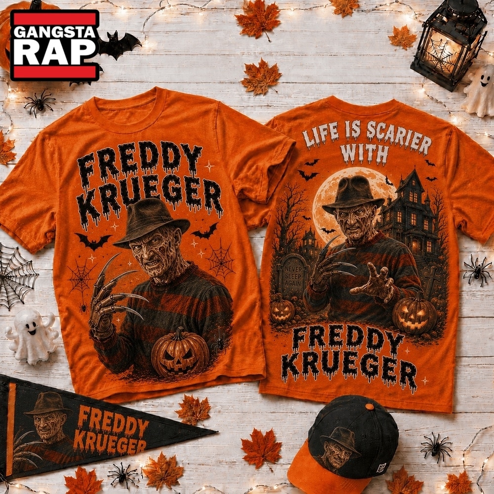 Life Is Scarier With Freddy Krueger Halloween 2026 3D Shirt , Music Trend Shirt Life IS Scarier With Freddy Krueger Halloween 2026 3D Shirt
