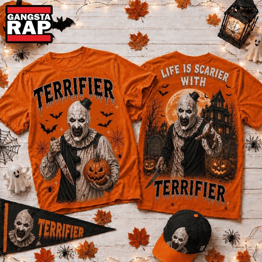 Life Is Scarier With Terrifier Halloween 2026 3D Shirt , Music Trend Shirt Life IS Scarier With Terrifier Halloween 2026 3D Shirt