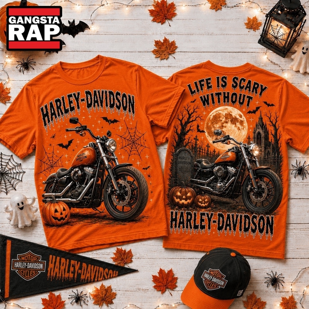 Life Is Scary Without Harley Davidson Halloween T Shirt , Music Trending 3D Shirt Life IS Scary Without Harley Davidson Halloween T Shirt