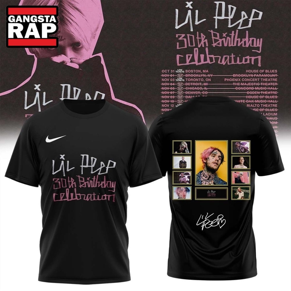 Lil Peep 30th Birthday Celebration Graphic Signature 3D Shirt, Trending 3D Music Shirt Lil Peep 30th Birthday Celebration Graphic Signature 3D Shirt