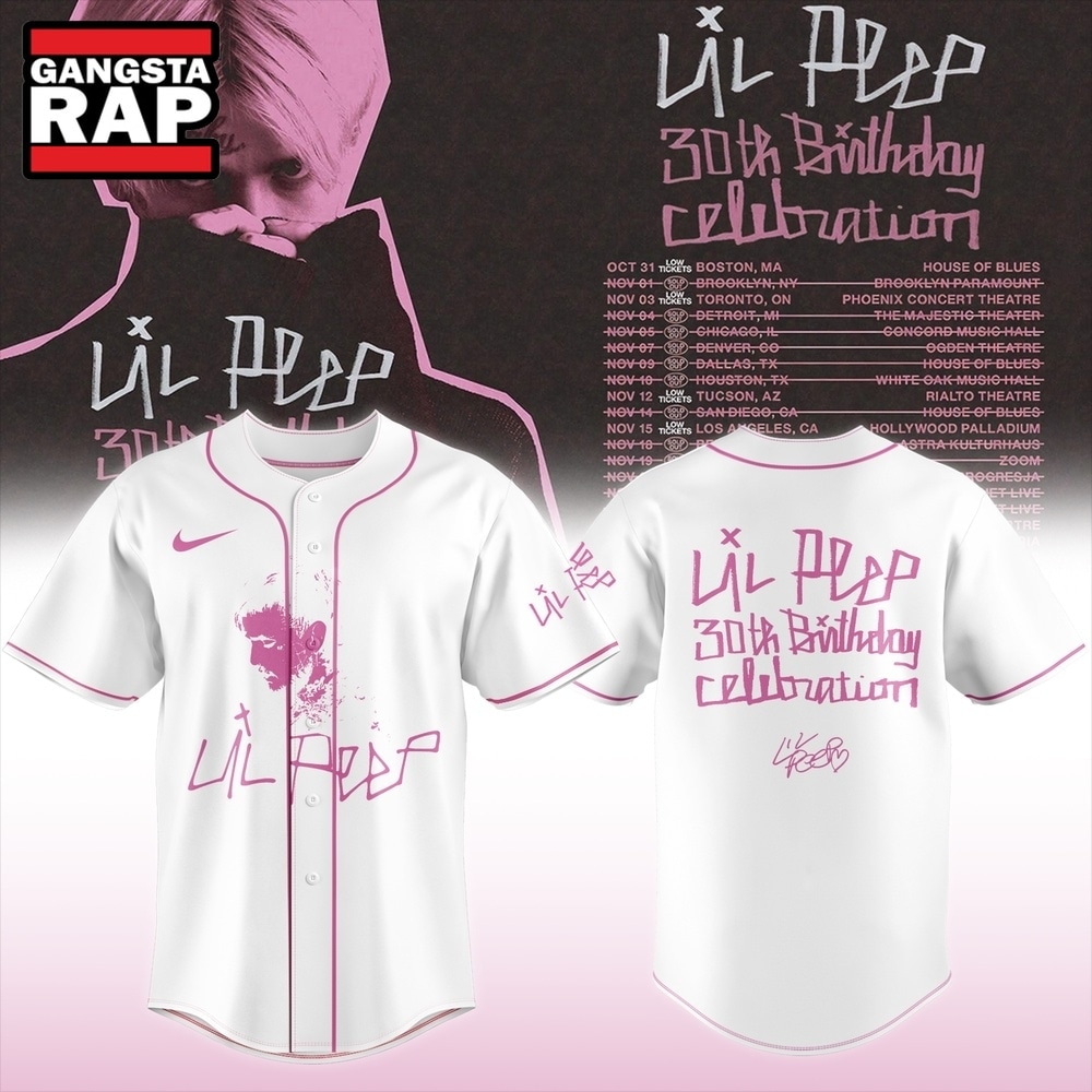 Lil Peep 30th Birthday Celebration Limited Edition Signature White Baseball Jersey, Trending Music Jersey Lil Peep 30th Birthday Celebration Limited Edition Signature White Baseball Jersey
