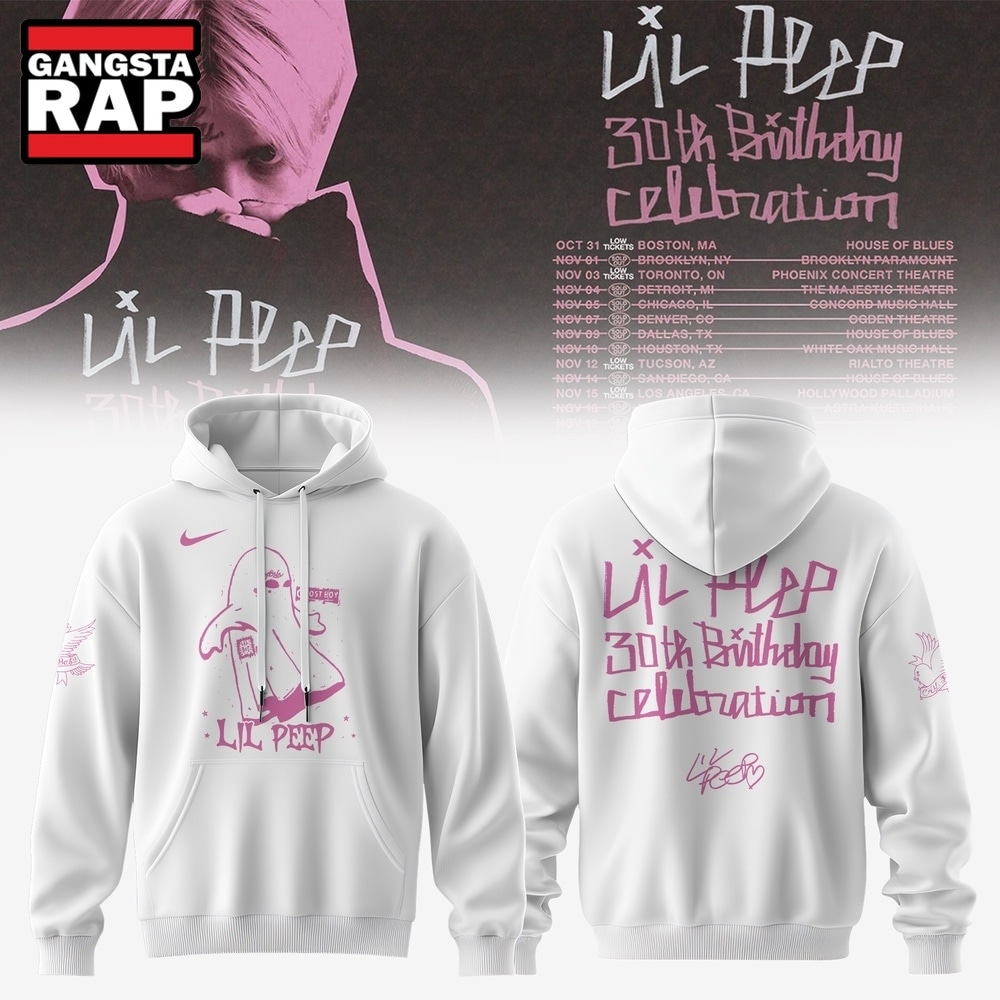 Lil Peep 30th Birthday Celebration Limited Edition Signature White Hoodie, Trending 3D Music Shirt Lil Peep 30th Birthday Celebration Limited Edition Signature White Hoodie