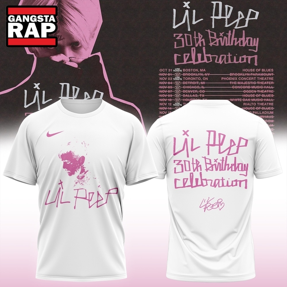 Lil Peep 30th Birthday Celebration Limited Edition Signature White T Shirt, Trending 3D Music Shirt Lil Peep 30th Birthday Celebration Limited Edition Signature White T Shirt