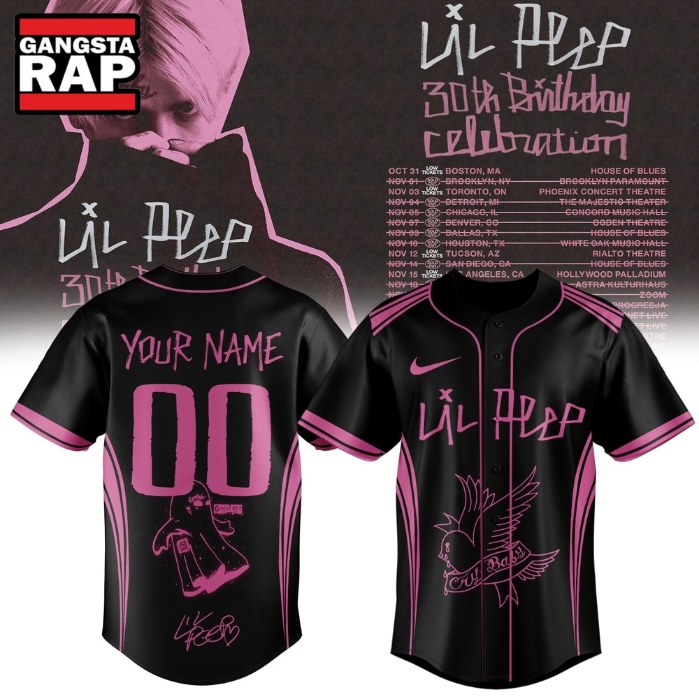 Lil Peep 30th Birthday Celebration Signature Custom Baseball Jersey, Trending Music Jersey Lil Peep 30th Birthday Celebration Signature Custom Baseball Jersey