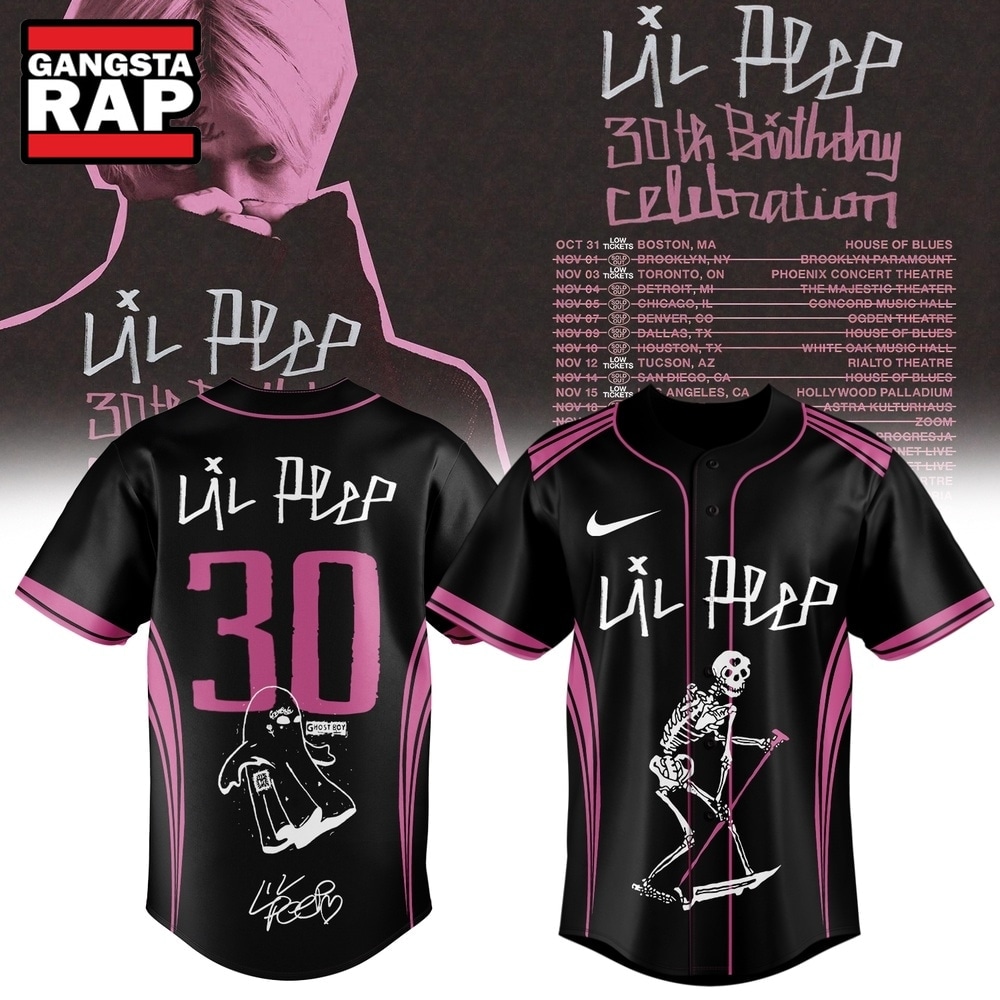 Lil Peep 30th Birthday Celebration Signature New Design Baseball Jersey, Trending Music Jersey Lil Peep 30th Birthday Celebration Signature New Design Baseball Jersey