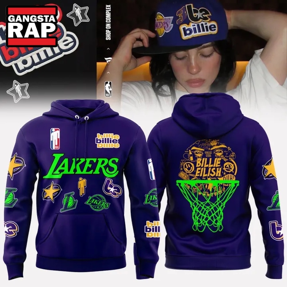 Limited Edition Los Angeles Lakers x Billie Eilish Purple Hoodie, Trending 3D Music Shirt Limited Edition Los Angeles Lakers x Billie Eilish Purple Hoodie, Trending 3D Music Shirt