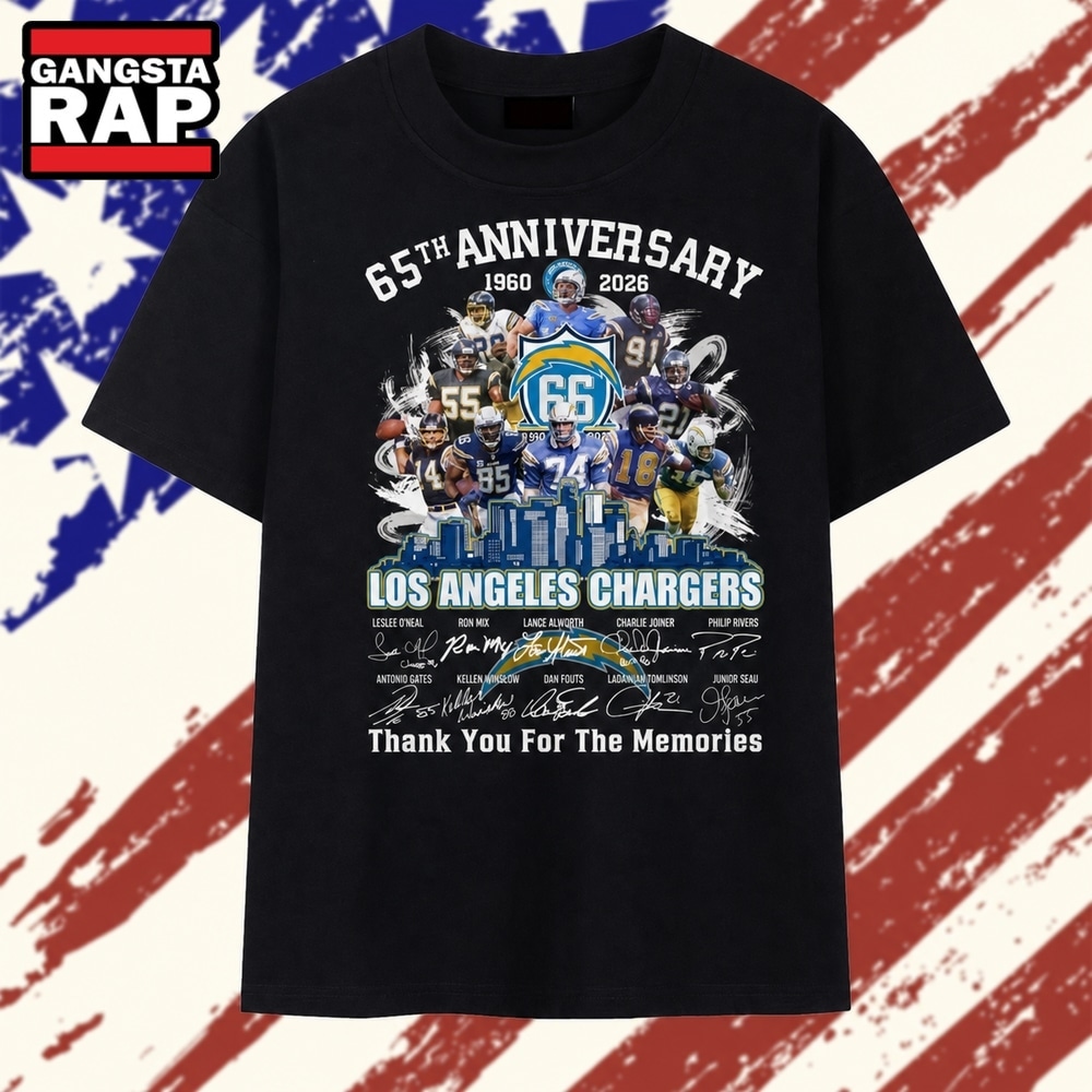 Los Angeles Chargers 65th Anniversary 1960 2025 Legends Signatures T Shirt, Trending 2D Shirt Los Angeles Chargers 65th Anniversary 1960 2025 Legends Signatures T Shirt, Trending 2D Shirt