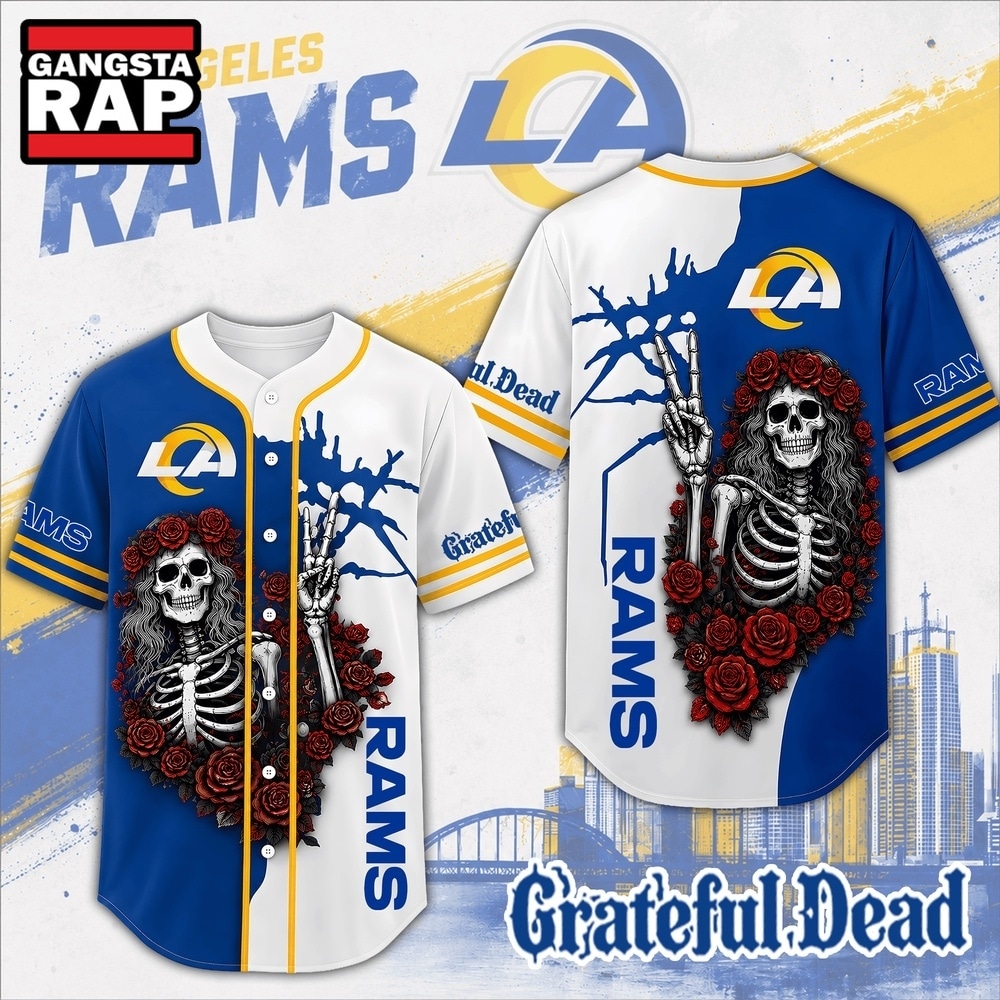 Los Angeles Rams NFL Game Day Grateful Dead Baseball Jersey Shirt, NFL Baseball Jersey Los Angeles Rams Nfl Game Day Grateful Dead Baseball Jersey Shirt