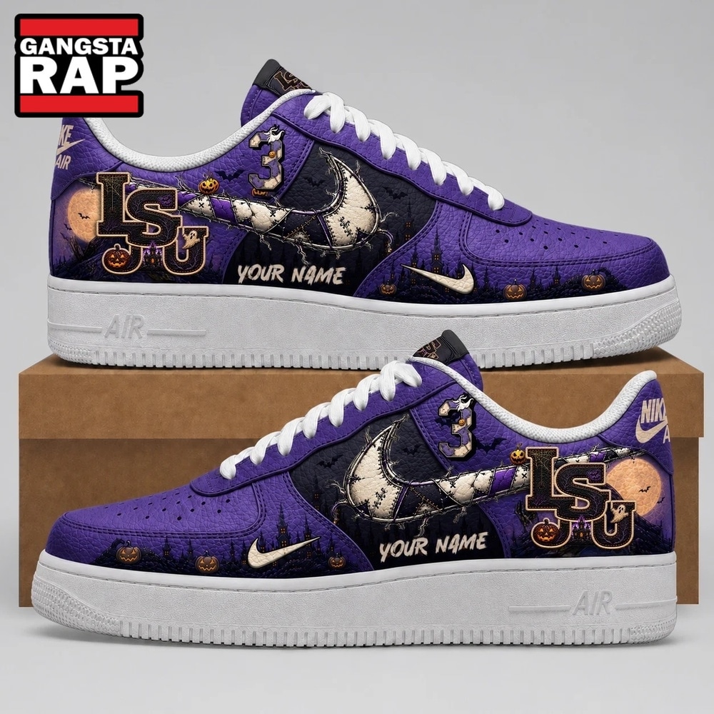 LSU Tigers 2026 NCAA Haunted Moon Halloween Custom Air Force 1 Shoes Sneakers , NCAA Sport Sneakers Lsu Tigers 2026 Ncaa Haunted Moon Halloween Custom Air Force 1 Shoes Sneakers