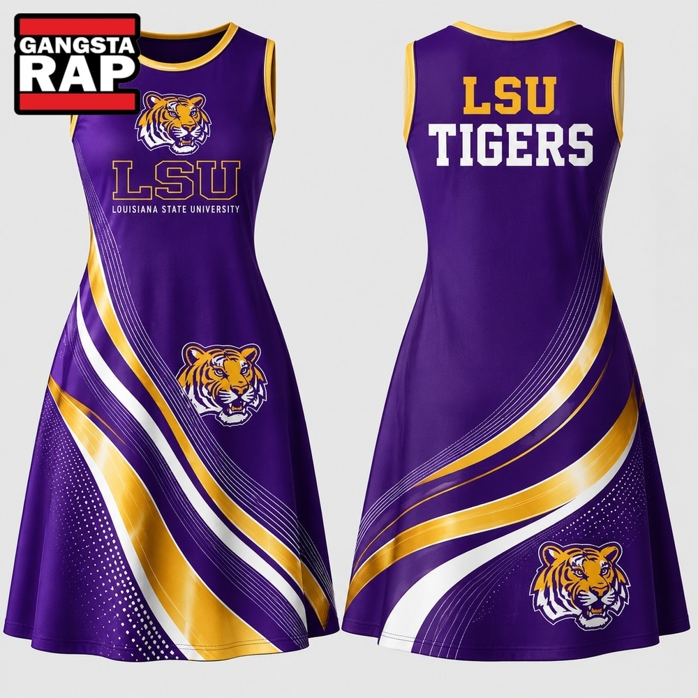 LSU Tigers NCAA Team Pride Women's Sleeveless Dress, NCAA Women Dress Shirt Lsu Tigers Ncaa Team Pride Women S Sleeveless Dress