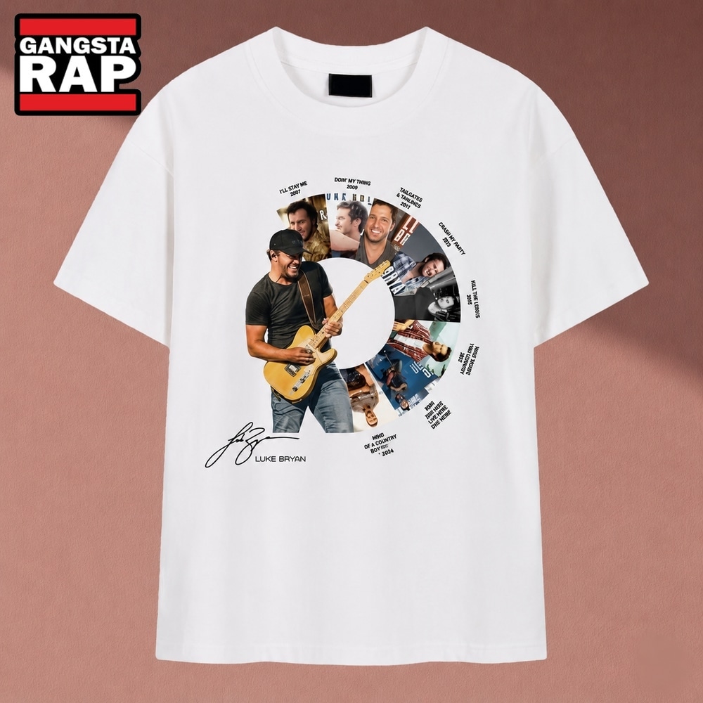 Luke Bryan Albums Discography Vintage Country Music Graphic T Shirt , Music 2D Shirt Luke Bryan Albums Discography Vintage Country Music Graphic T Shirt