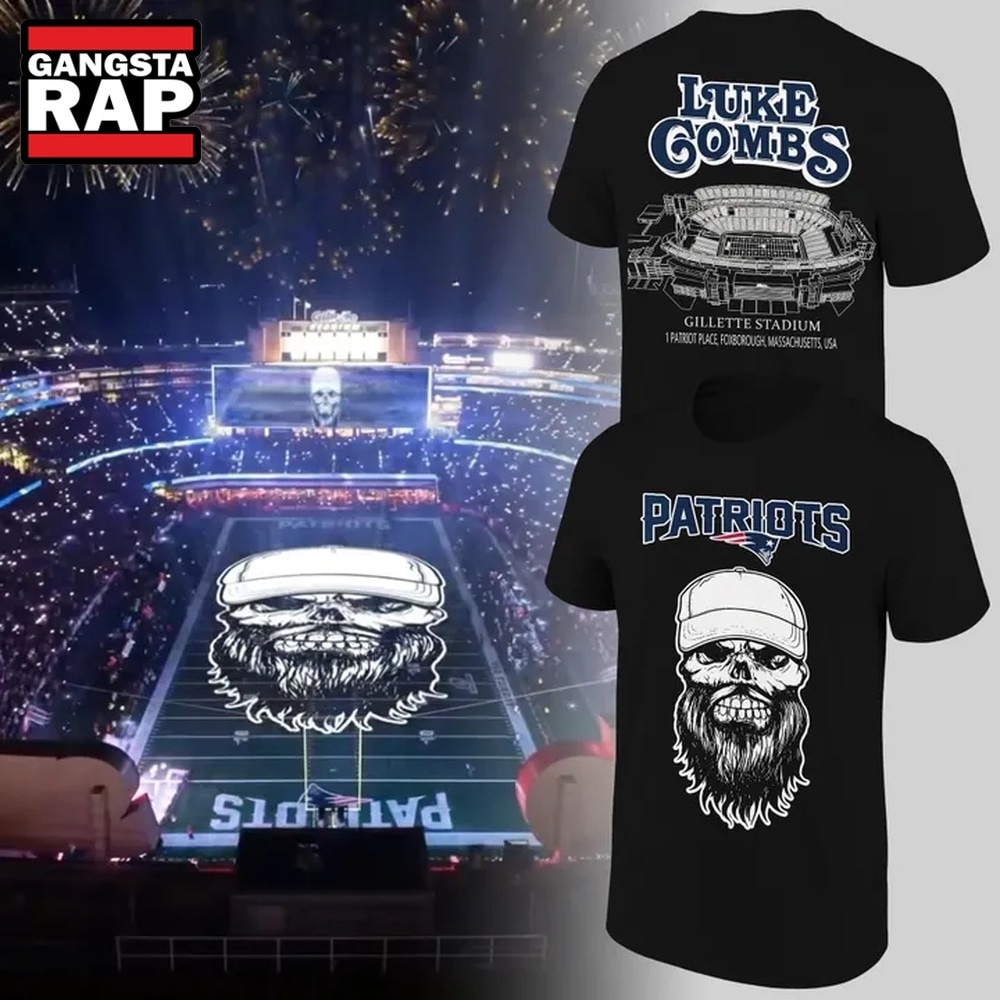 Luke Combs x New England Patriots 2026 Black 3D Shirt , Trending 3D Music Shirt Luke Combs X New England Patriots 2026 Black 3D Shirt
