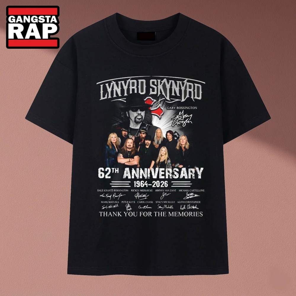 Lynyrd Skynyrd 62th Anniversary 1964 2026 Band Signatures T Shirt, Music 2D Shirt Lynyrd Skynyrd 62th Anniversary 1964 2026 Band Signatures T Shirt, Music 2D Shirt
