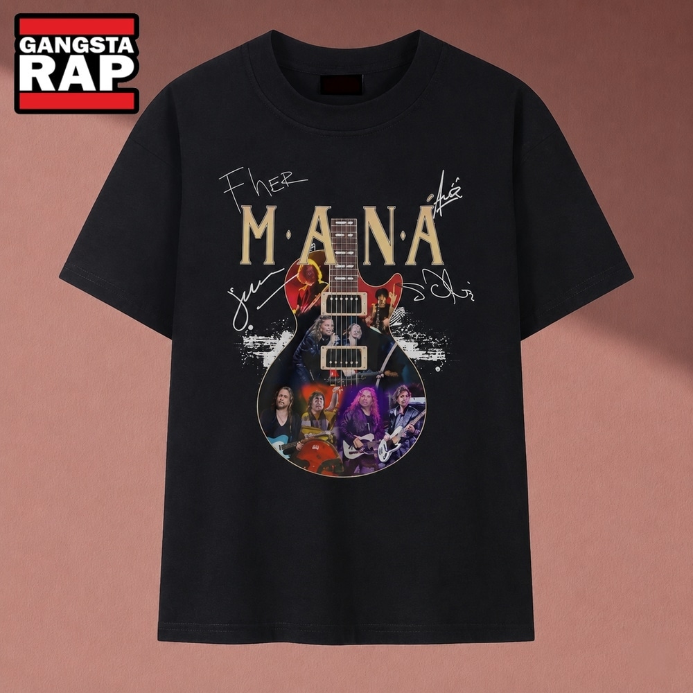 Mana Rock En Espanol Band Guitar Signatures Vintage T Shirt , Music 2D Shirt Mana Rock EN Espanol Band Guitar Signatures Vintage T Shirt