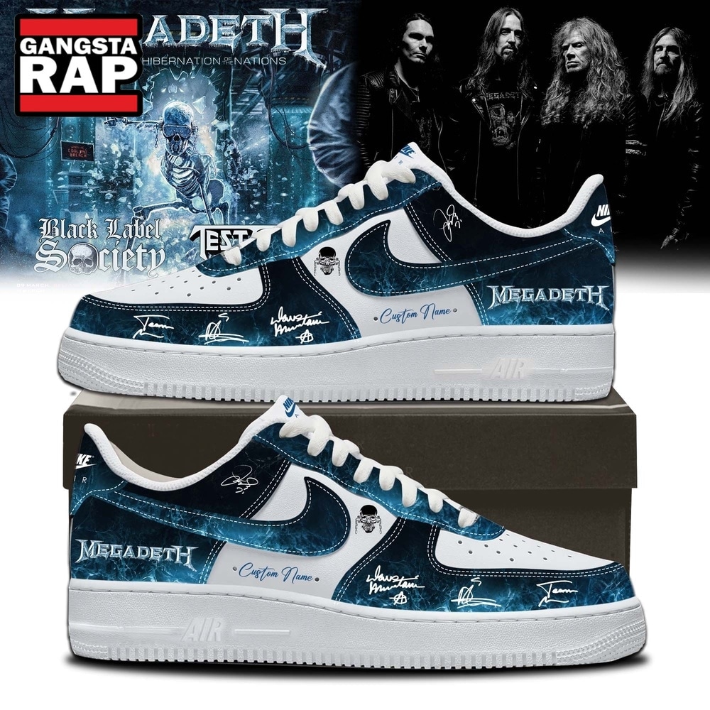 Megadeth Limited Signed Air Force 1 Shoes Sneaker , Music Trending Shoes Megadeth Limited Signed Air Force 1 Shoes Sneaker